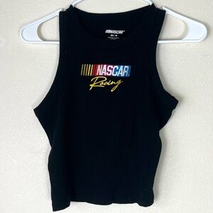 Nascar black ribbed tank top with embroidered logo size medium